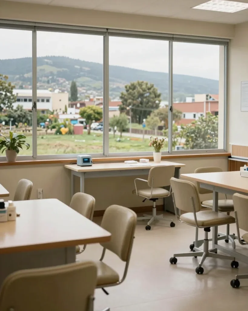 Ambiente de trabajo luminoso con luz natural y tonos neutros (imagen ilustrativa)