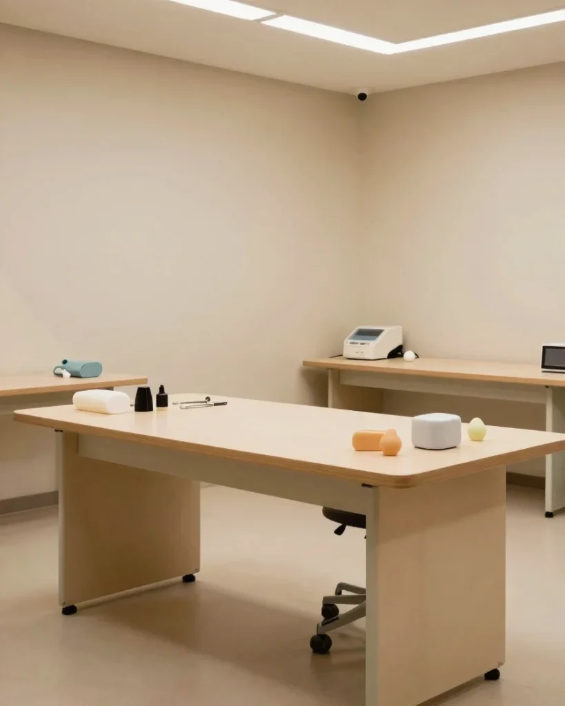 Ambiente de trabajo luminoso con luz natural y tonos neutros (imagen ilustrativa)